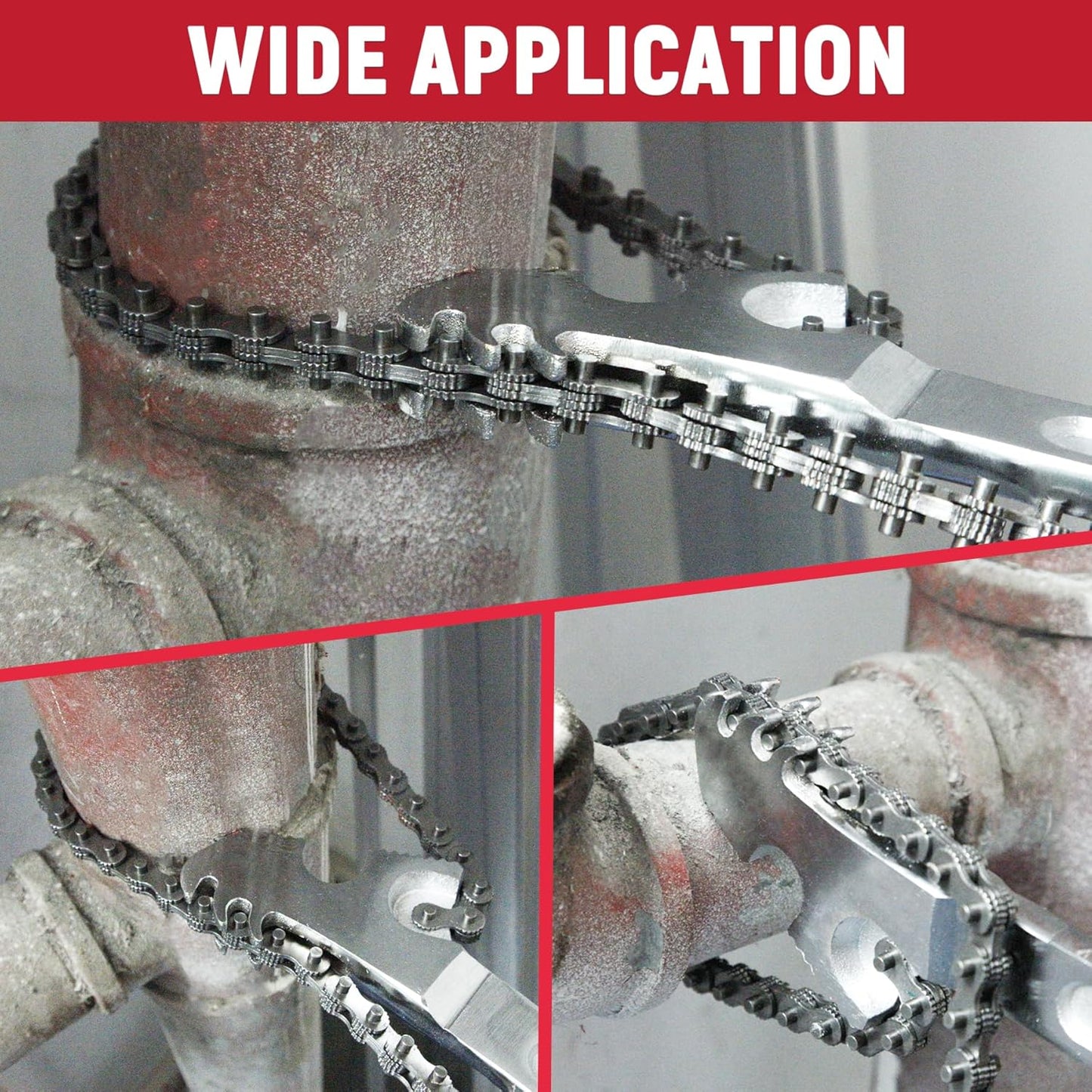 24 Inch Heavy Duty Carbon Steel Pipe Wrench, Fits Max 12 Inch Diameter, Adjustable Large Chain Oil Filter Wrench for Universal Use