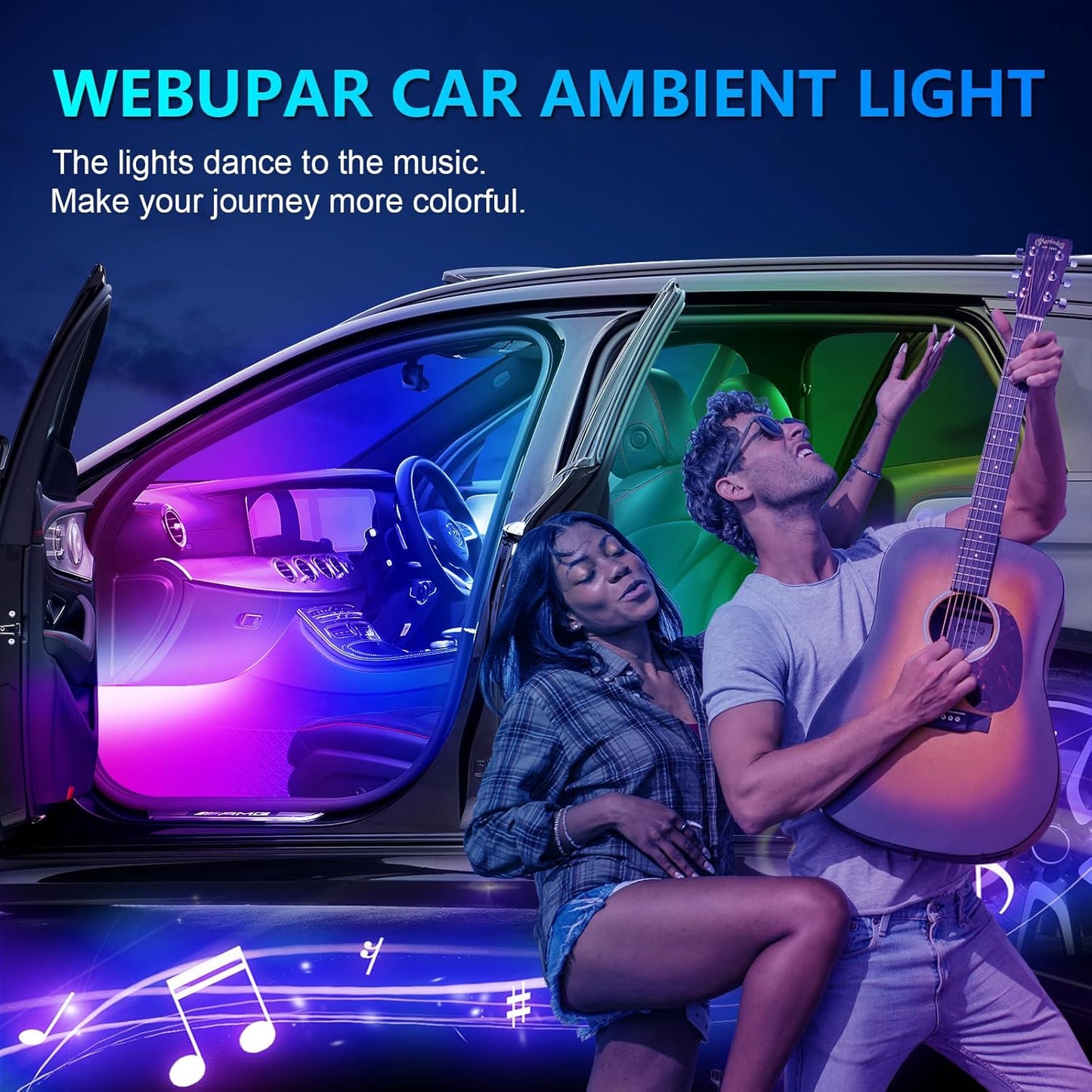 WEBUPAR Dreamcolor Acrylic Interior Lights, 10 in 1 LED Strip Lights with APP Control and 213 Color Modes, Car Accessories Decorative Lights, Neon Ambient Lighting Kits