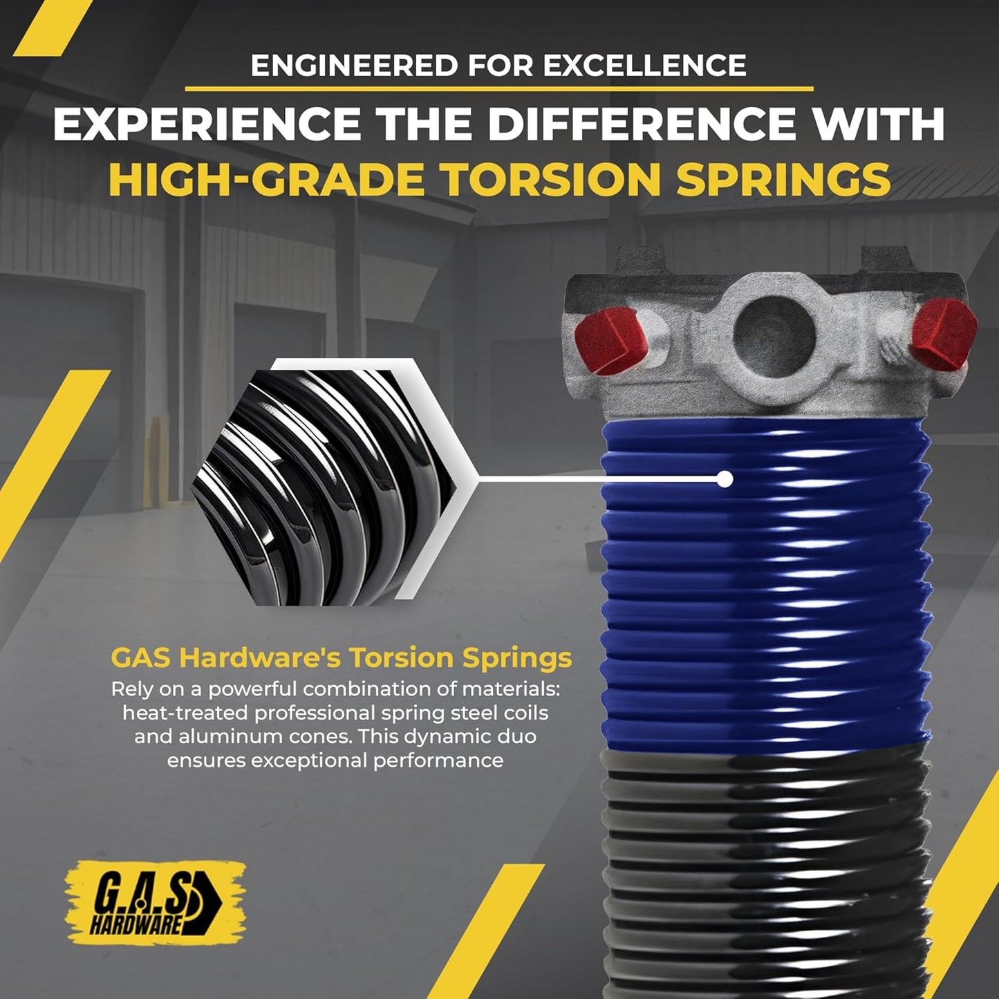 Garage Door Torsion Spring 262x1.75x36 Includes 1” Steel Bearing, Non-Slip Gloves, and Winding Bars for Left and Right Side of Garage Door Precision E-Coating 5-Year Warranty Min. 30,000 Cycles (Pair)