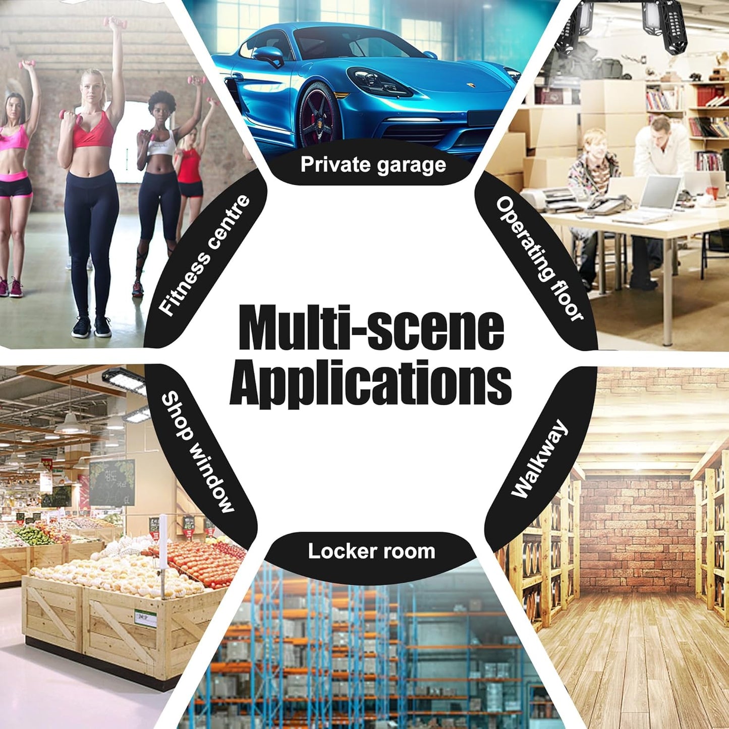 2 Packs LED Garage Light,Super Bright Screw in E26/E27 Ceiling Shop Work Lamp, 280W 30000 Lumen Deformable Basement Bulb Fixture with 12+1 Adjustable Panels, Lighting for Workshop, Attic