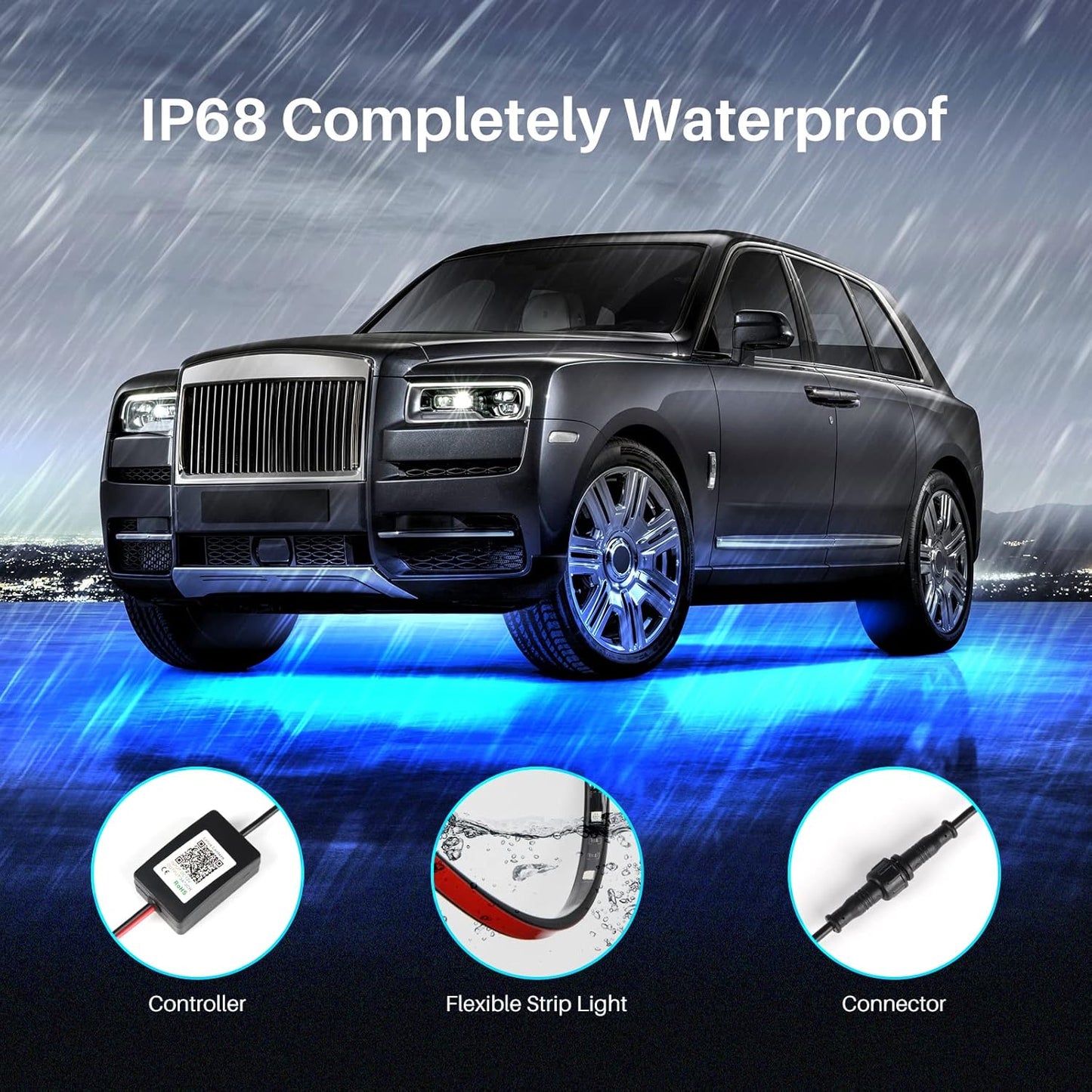 Underglow Kit for Car, Car Led Underglow Lights for Trucks with App and Remote Control, 16 Million RGB Colors, 29 Preset Modes, Music & DIY Mode, Under Car Led Lights Exterior for SUVs, Trucks, DV 12V