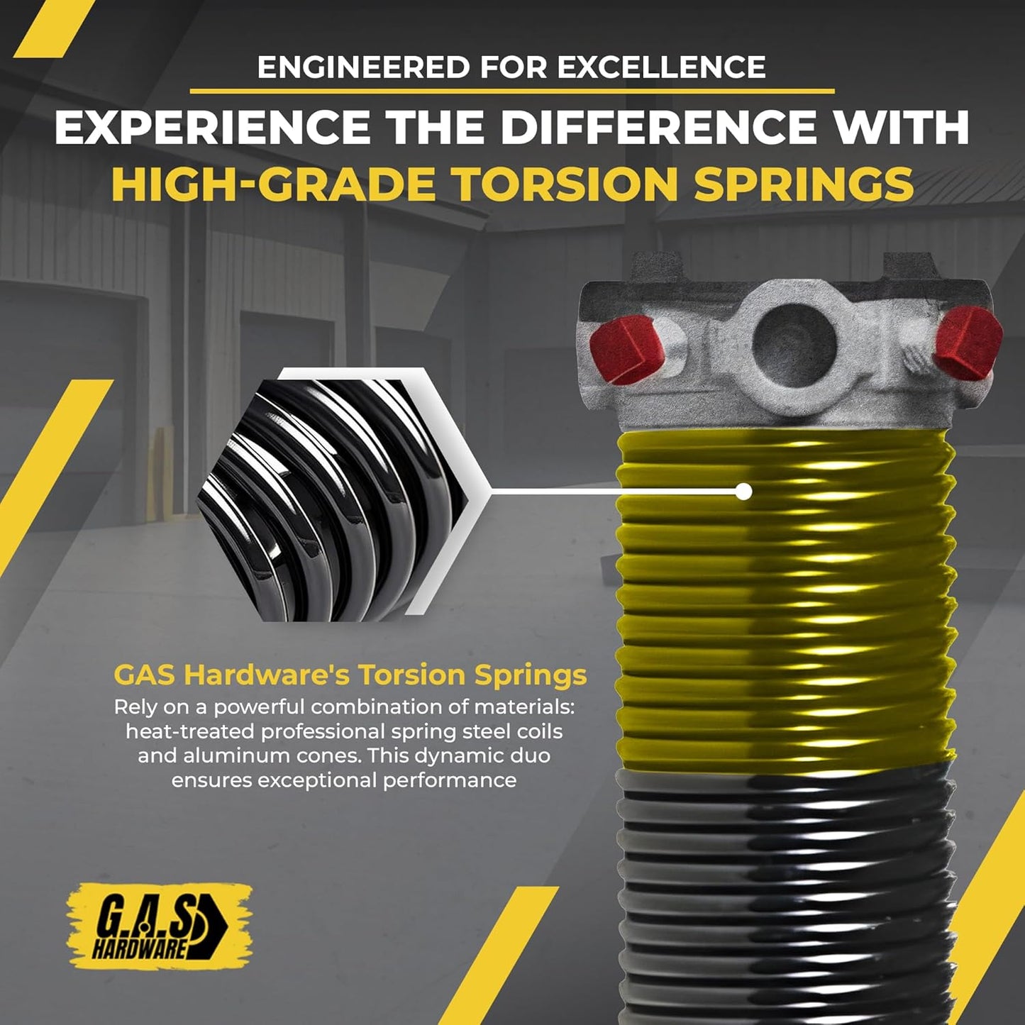 Garage Door Torsion Spring 250x2x29 Torsion Springs for Right Side of Garage Door with 1" Steel Bearing, Gloves, and Winding Bars Precision E-Coating 5-Year Warranty Minimum 30,000 Cycles (Black Cone)