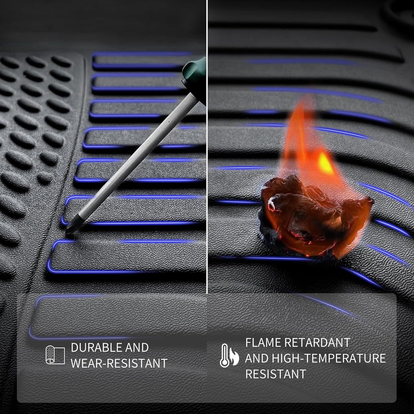 KELCSEECS Floor Mats Custom for Nissan Rogue 2020 2019-2014 (Not Fit Sport Models) All Weather Protection TPE Heavy Duty Automotive Floor Liners Fits Front& 2nd Row Full Set Accessories Black