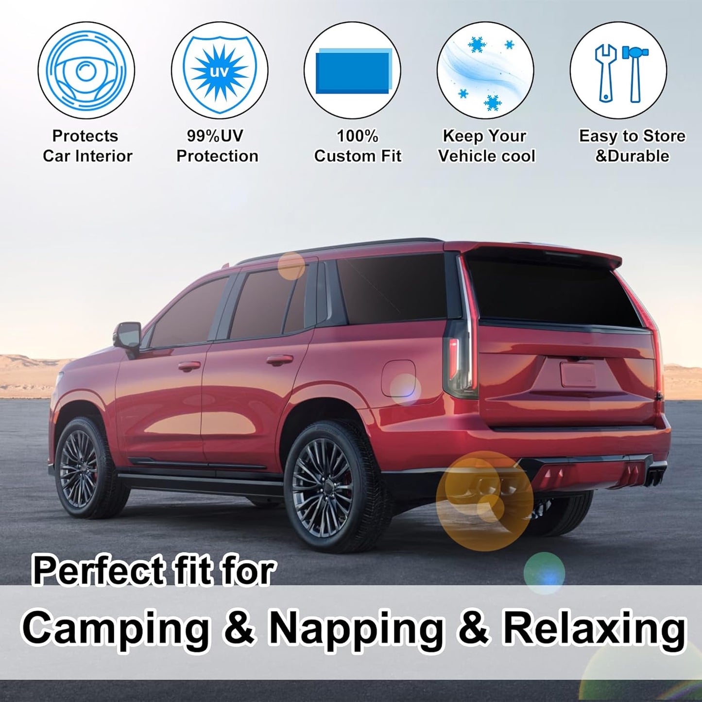 TINGLU Window Shades for Cadillac XT6 2020-2025 Accessories Side Full Windows Windshield Sun Shade Sun UV Rays & Privacy Protection for Camping,Napping,and Relaxing 8PCS