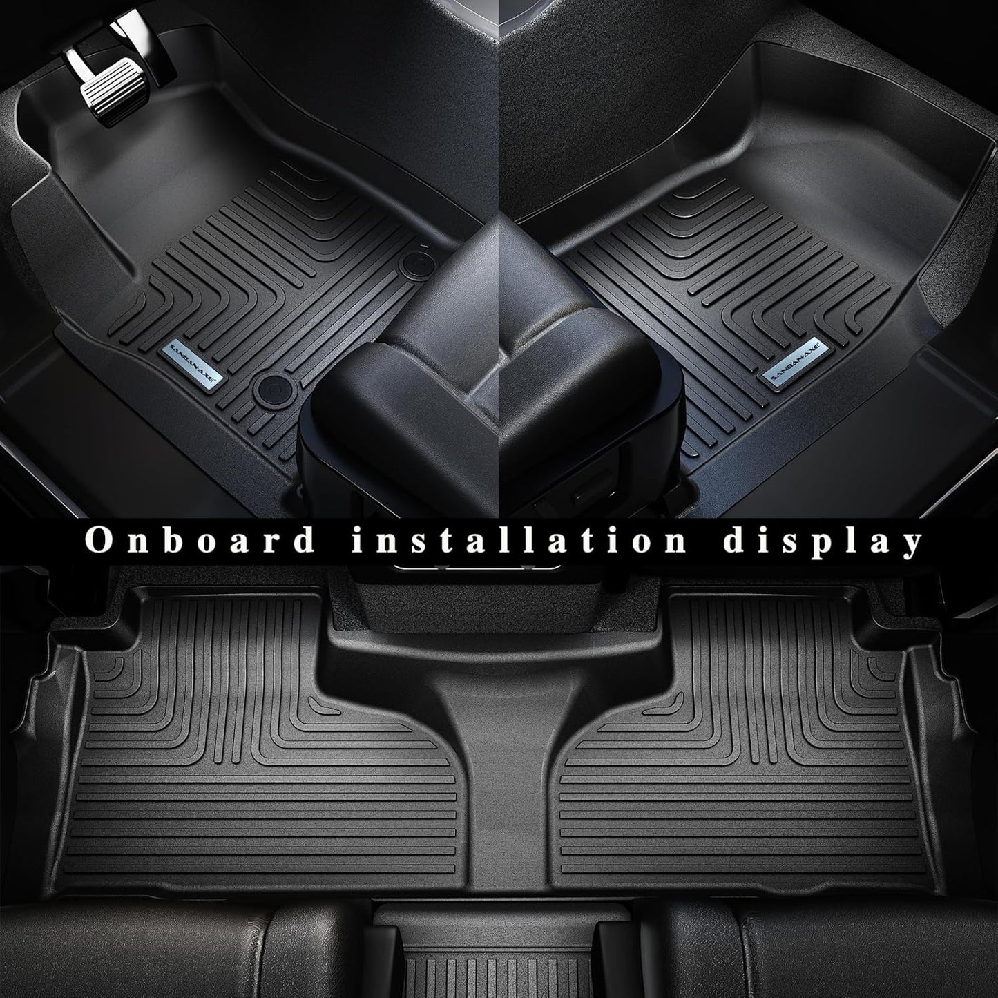 Floor Mats for 2021-2024 2025 Chevrolet Suburban 7 Seats (2nd Row Bucket Seats)(not fit 8 Seats)/ GMC Yukon XL(Only XL) & Trunk mat TPE Floor Liners & Cargo Liner for Chevy