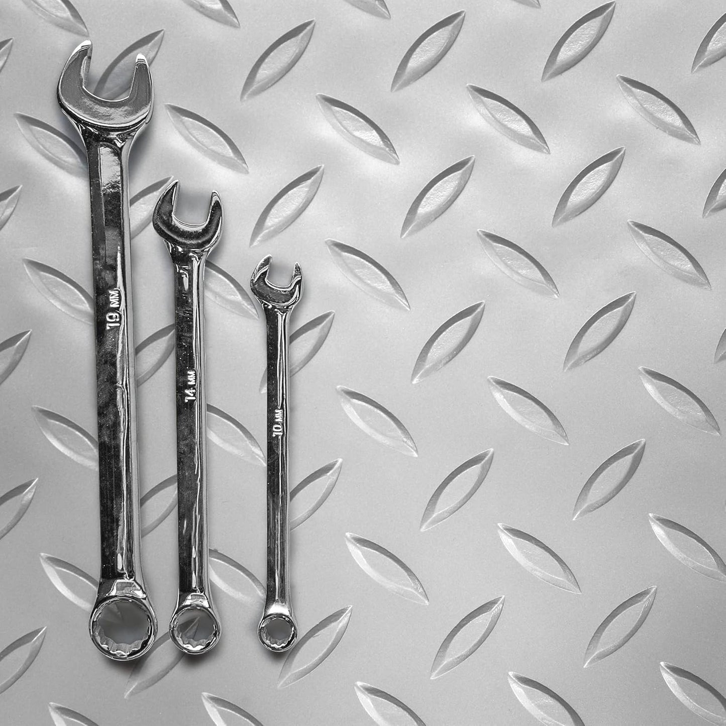 IncStores 2.5mm Thick Commercial-Grade Nitro Roll Garage Floor Mat | Flexible Vinyl Floor Mat for a Stronger and Safer Garage, Workshop, or Trailer | Diamond-Plate, Stainless Steel, 10' x 25'