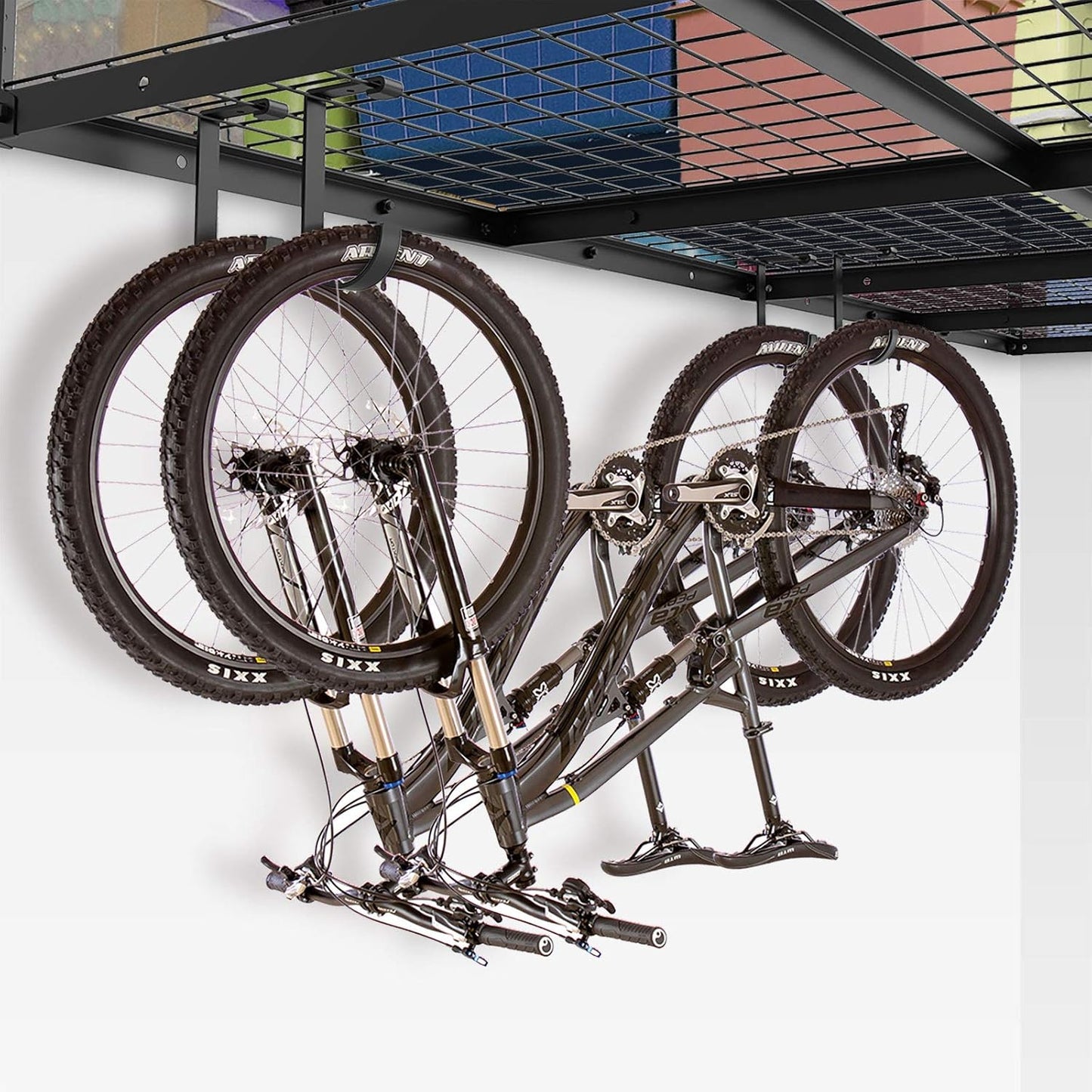 FLEXIMOUNTS 4 Pack Add On Storage Flat Hook Accessory for Garage Ceiling Rack and Wall Shelving, Max Weight Capacity up to 50lbs, Black