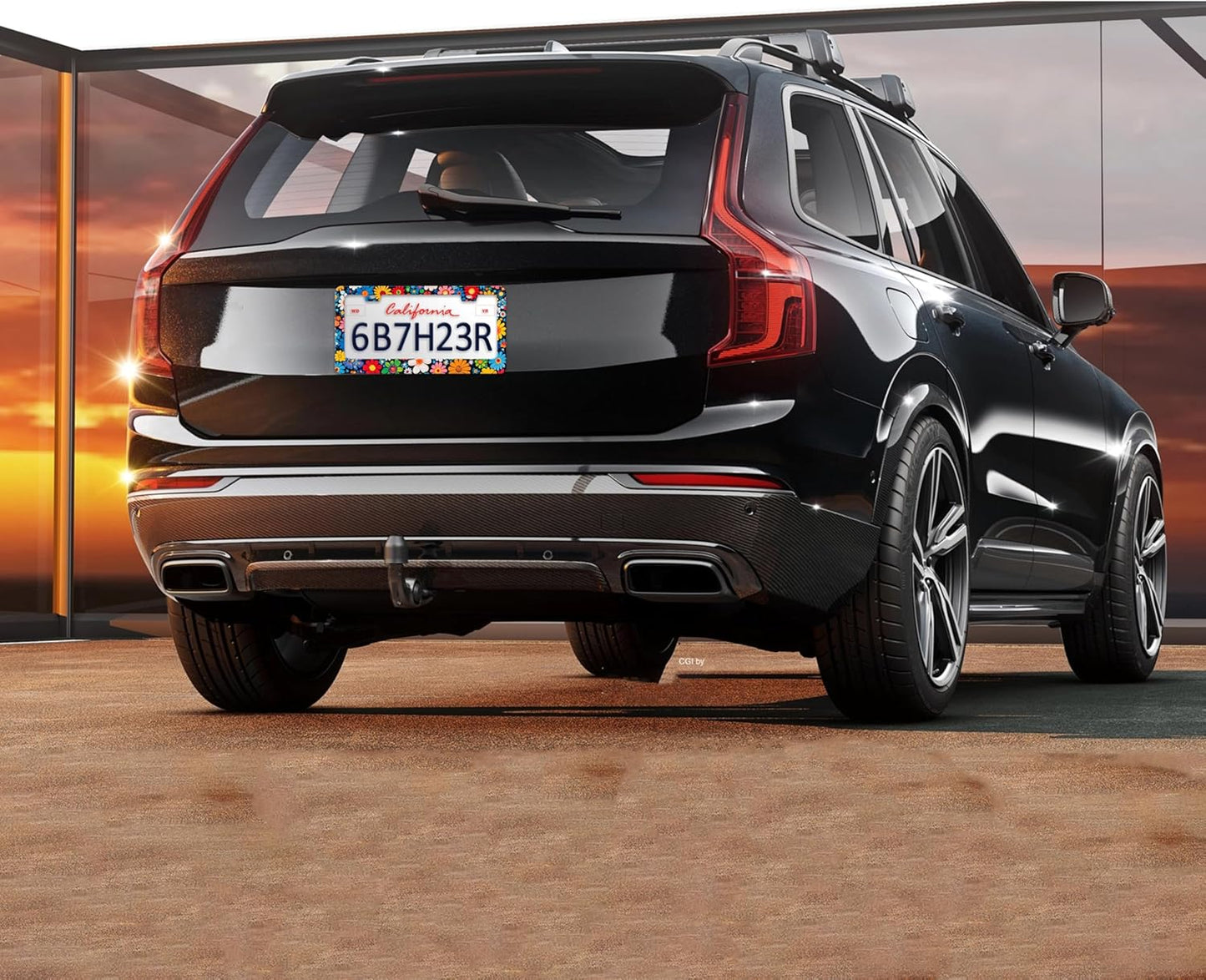 Colorful Flowers Print License Plate Frame Beautiful Floral License Plate Holders Funny Stainless Steel Auto Accessory Bracket 2 Hole with Screws Universal Us Car License Plate Frames 6x12 Inch