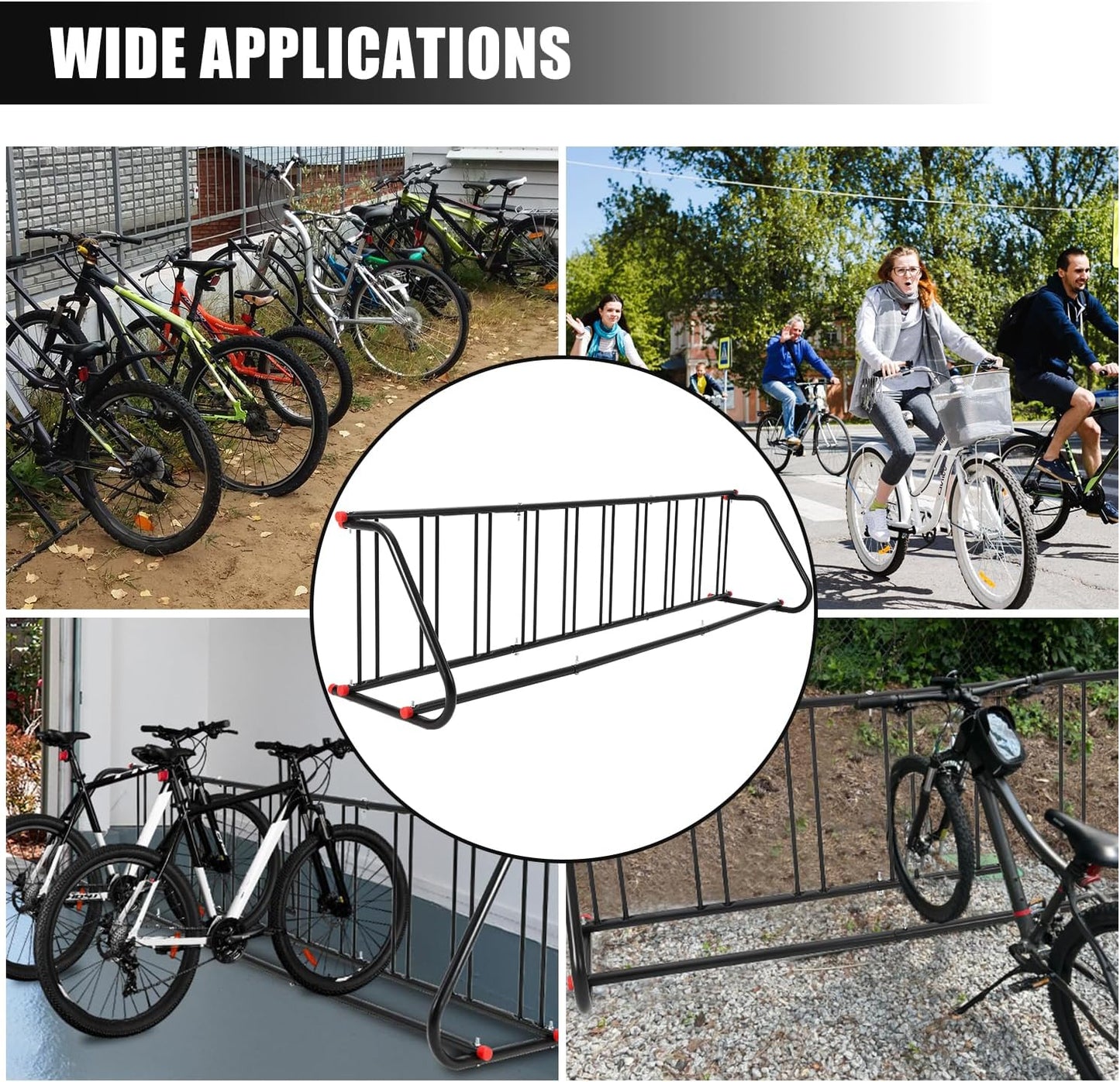Commercial Grid Bike Rack for 10 Bikes - Heavy Duty Metal Bike Stand Floor, Outdoor Bicycle Parking Rack for Garage, Retail, School, Backyard, Bike Shop (Single Side)