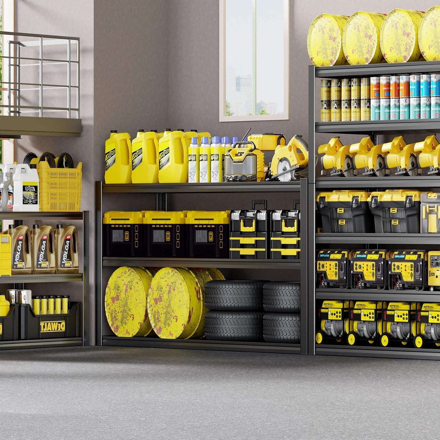 65" W Garage Shelving Heavy Duty, 6 Tier Garage Shelves, Adjustable Storage Shelving Unit, Commercial Metal Shelf for Warehouse, Pantry, School, Shop, 2 Pack