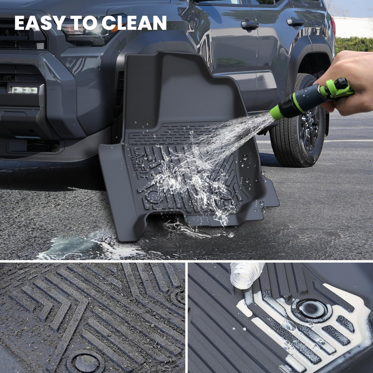 LASFIT Floor Mats for Toyota 4Runner 2025 5 Seats(Not for Hybrid), All Weather TPE Custom Fit Floor Liner for 4Runner SR5/TRD/Limited 6th gen Front&Rear 4 Runner Car Mats, Black