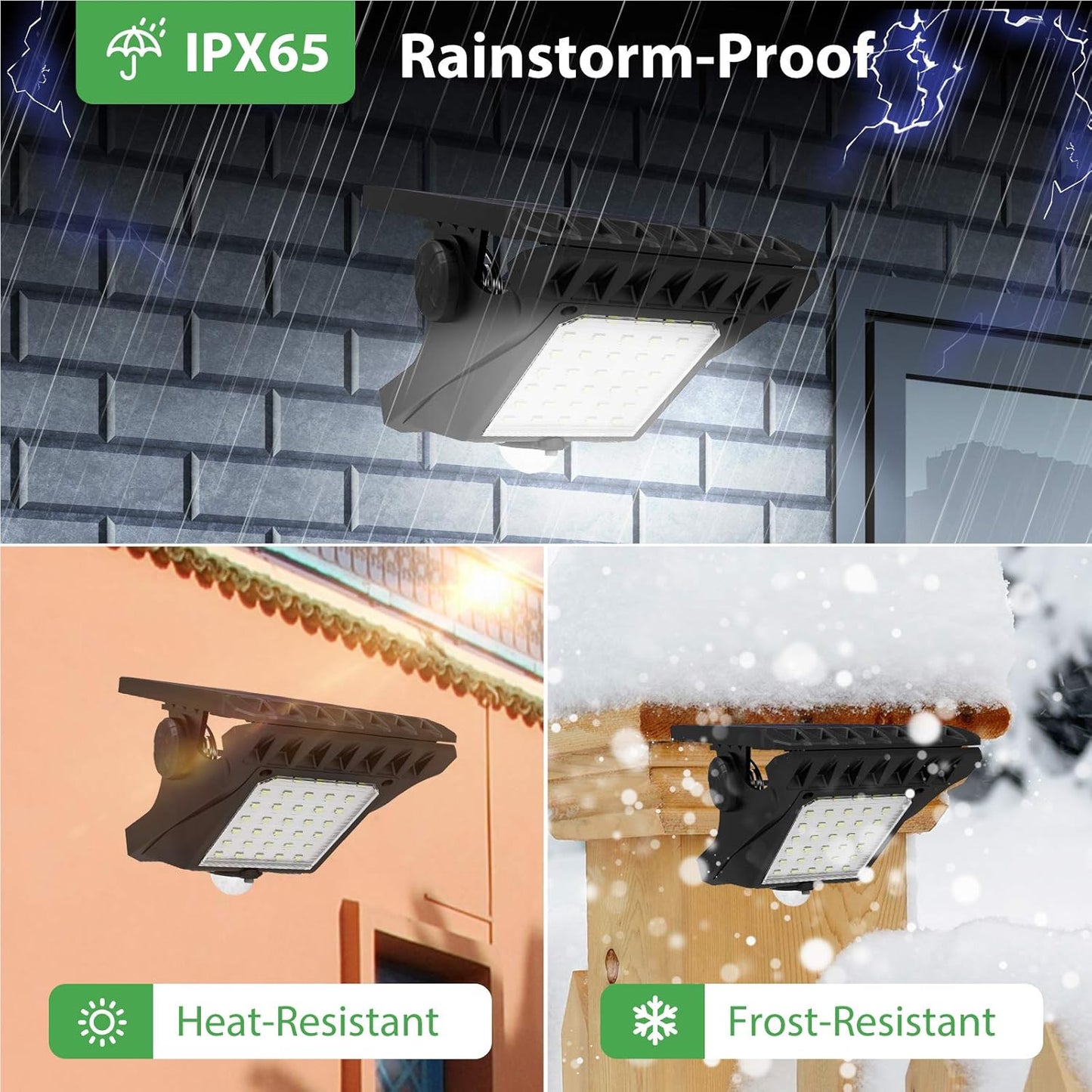 Tryme 45LEDs Solar Lights Outdoor Clip Motion Sensor Lights 3 Modes 3 Mounting Ways IP65 Waterproof Security Light for Chain Link Fence Camping Gate (2 Pack)