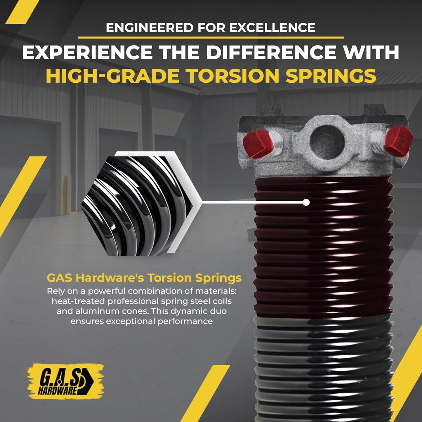 Garage Door Torsion Springs 234x2x27 Includes 1” Steel Bearing, Gloves, and Winding Bars for Left and Right Side of Garage Door Precision E-Coating 5-Year Warranty Minimum 30,000 Cycles (Pair)