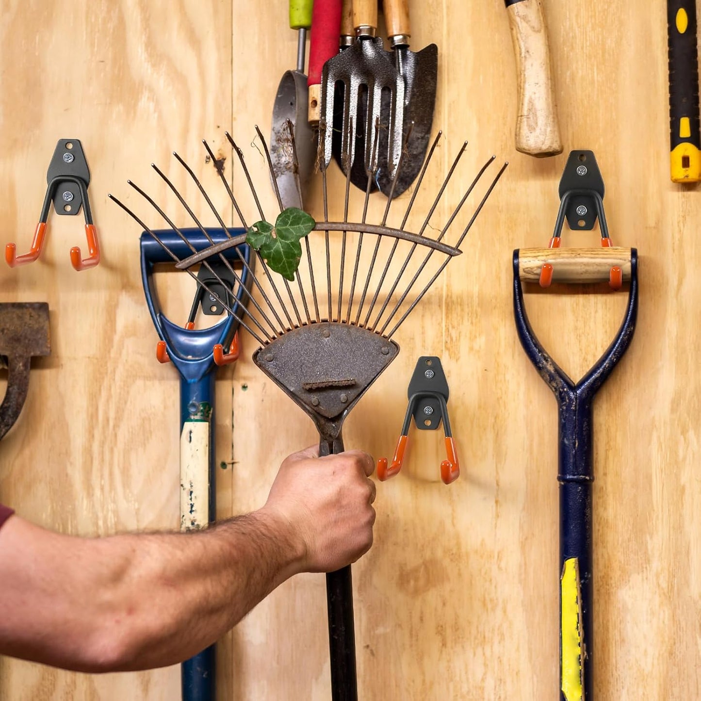 LANDNEOO Garage Hooks, 20-Pack Steel Garage Accessories for Organization and Storage, Heavy Wall Mount Duty Hooks with Anti-Slip Coating for Hanging Ladder, Bike, Power Tools and More Tools, Orange