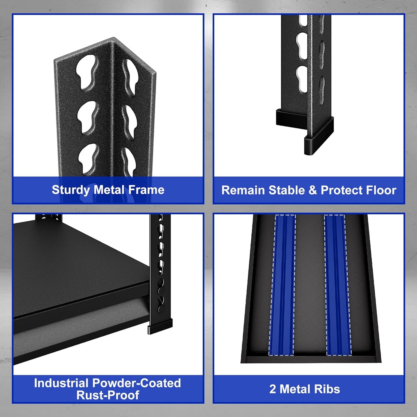48" W Garage Shelving Heavy Duty, 3000LBS Loads Shelving Units and Storage Racks, 5-Tier Metal Garage Storage Shelves, Industrial Utility Shelf,48" Wx24 Dx78 H,2 Pack