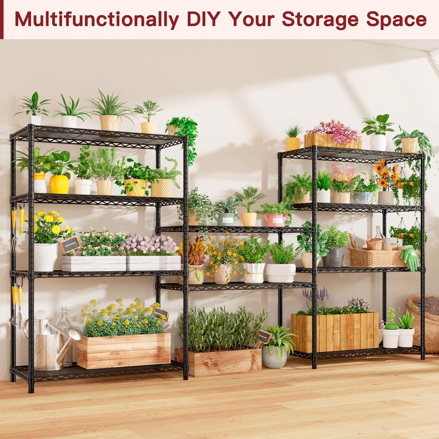 PrimeZone Wire Metal Storage Shelves - 5 Tier Adjustable NSF Certified Heavy Duty Garage Shelving Unit Organizer Rack, Steel Utility Shelf for Kitchen, Pantry, 35.5" W x 14" D x 72" H, Black, 3 Packs