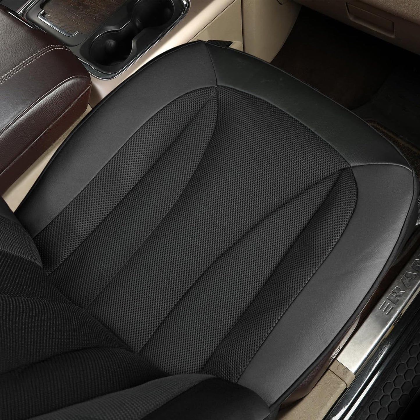 GIANT PANDA 2-Pack Front 3D Air Mesh Car Seat Covers Custom Fit Dodge Ram 1500 2500 3500 Trucks Seat Protectors with Composite Sponge Inside Breathable Automotive Interior Covers (Black)