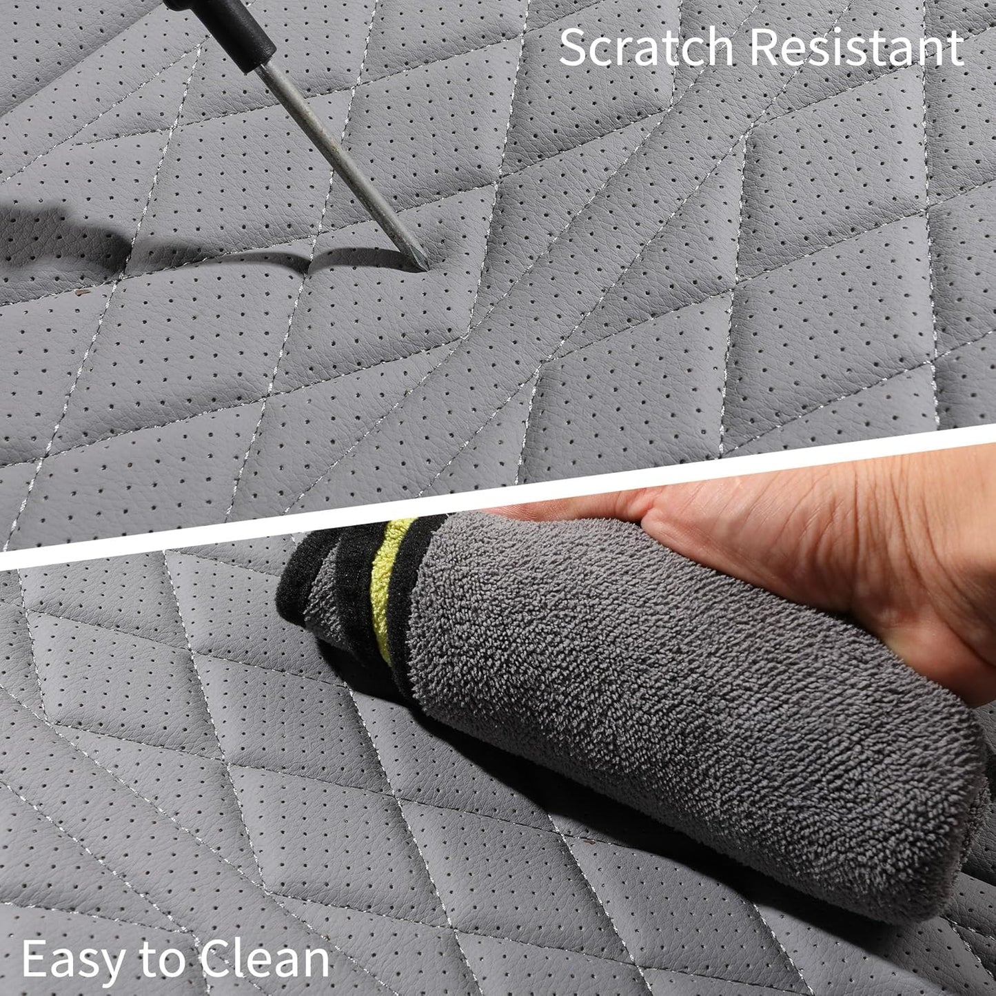 Car Seat Cover Custom Fit for Dodge Ram 1500 2500 3500 2002-2024 Faux Leather Seat Cover Set Compatible with Crew Quad Regular Cab Pickup Truck Cushions (Black & Grey, Front Seat)