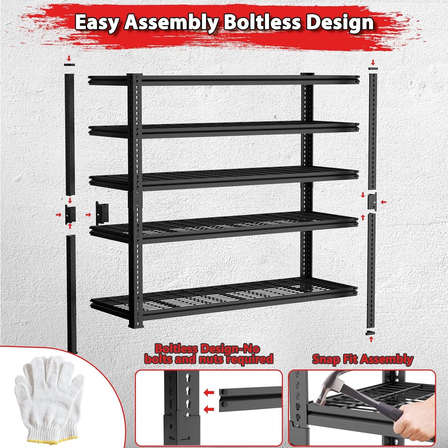Storage Shelves 3PCS, Garage Shelving Heavy Duty 1920LBS Capacity, 36"L x 16"W x 60"H Adjustable Metal Shelving Organizer Wire Rack, 4 Tier Utility Shelf Unit for Pantry Closet Warehouse Organization