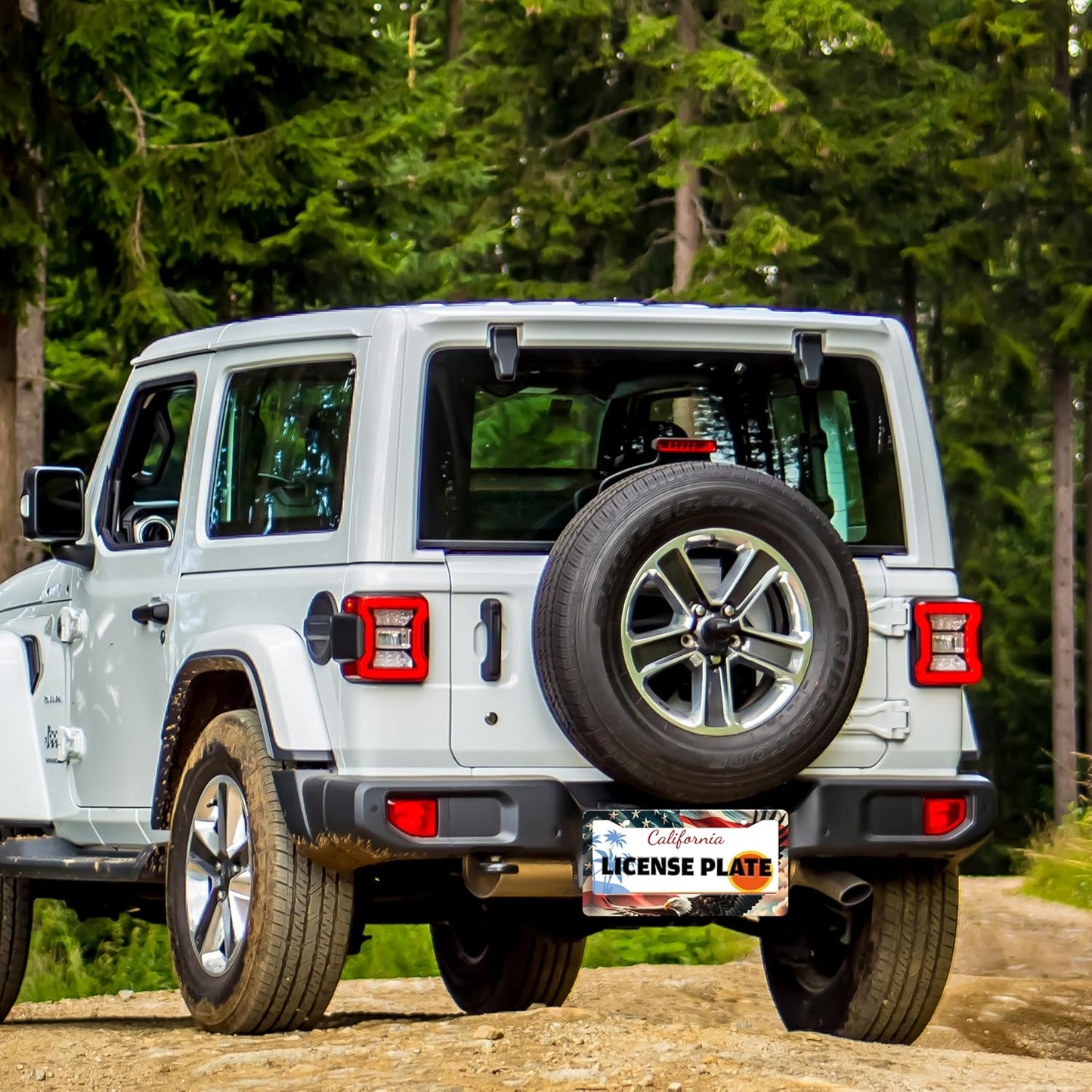 American Flag Eagle License Plate Frame Patriotic Stainless Steel License Plate Holder for Front or Rear Car Tags Funny for Car Decoration Accessories with Screws 6.3 X 12.2 in for Women Men