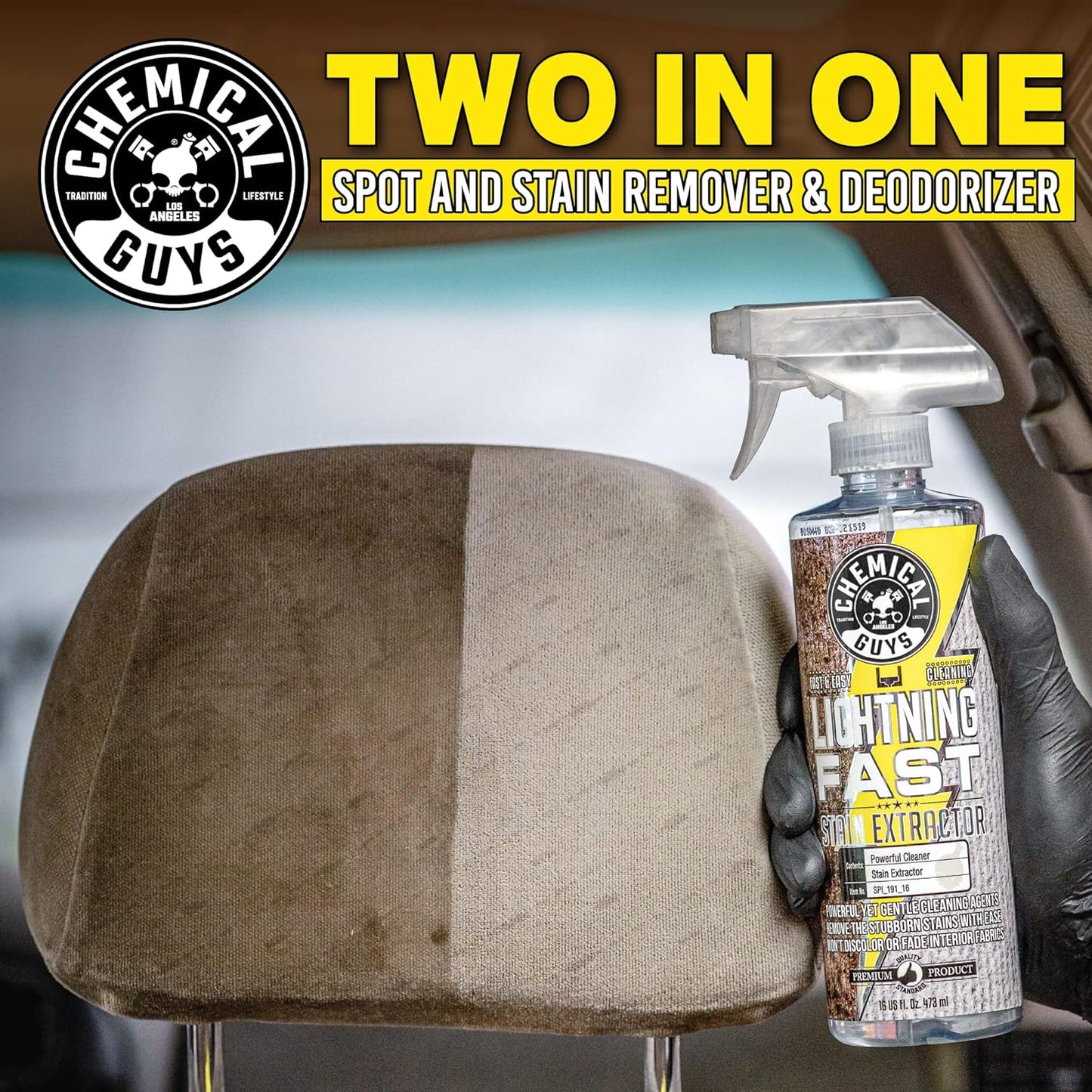 Chemical Guys SPI_191 Lightning Fast Carpet and Upholstery Stain Extractor,(Fabric, Upholstery, & Carpet), Safe for Cars, Home, Office, Furniture & More, 128 fl oz (1 Gallon), Fresh Scent