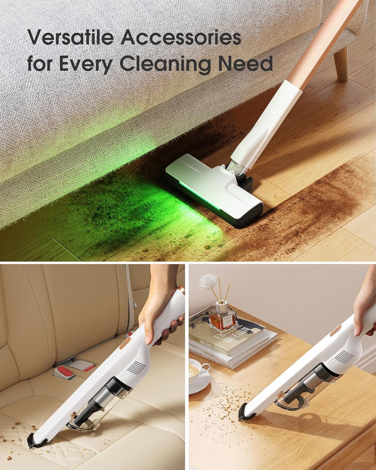 Cordless Handheld Vacuum Cleaner, 2-in-1 Lightweight Stick Vacuum with Detachable Dust Cup, Portable Car Vacuum for Home, Office, and Vehicle Cleaning