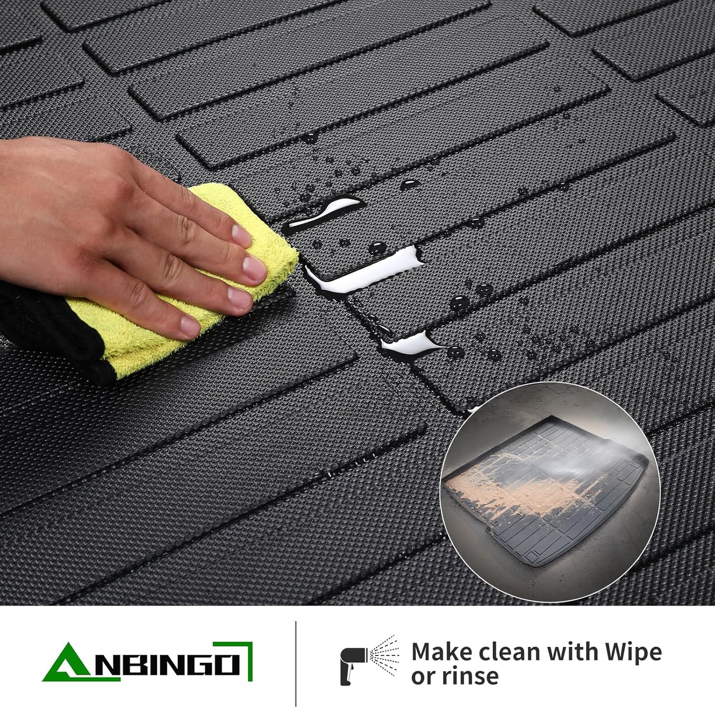 ANBINGO®- Floor Mats & Backseat Cargo Liner for 2025 2026 Nissan Kicks SV/SR (Not fit Kicks S Model),TPE All Weather Car Mat for 2025 Nissan Kicks Accessories-Black