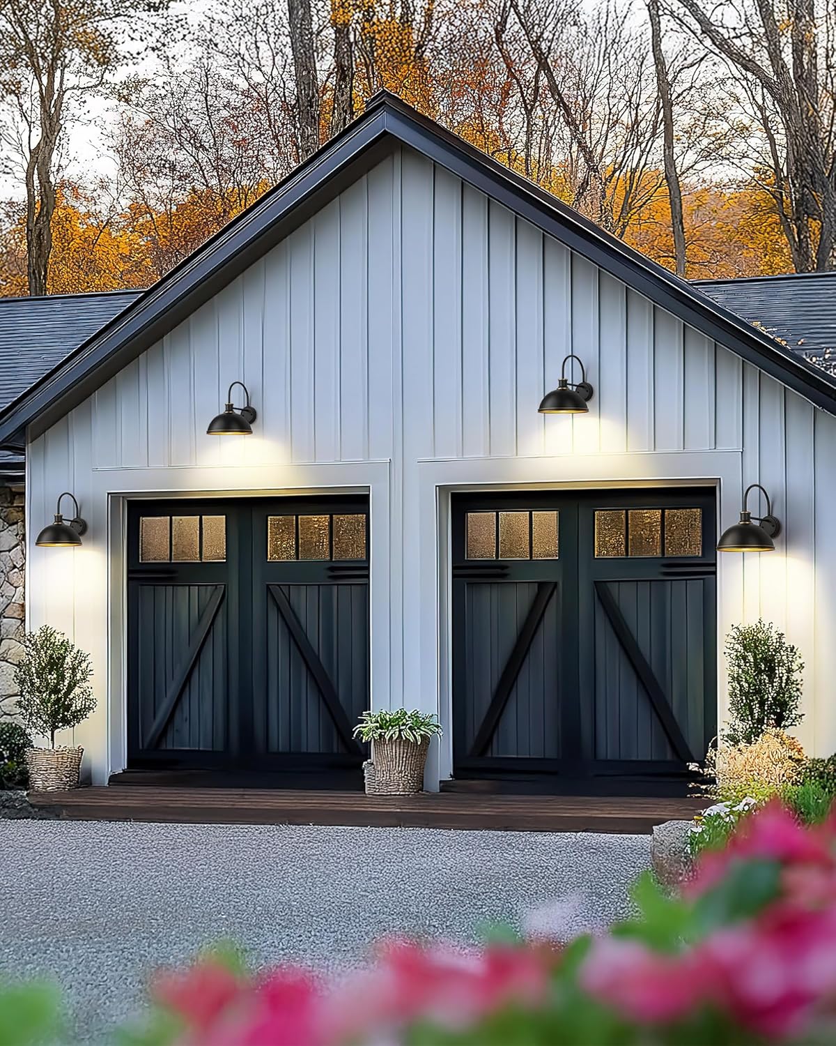 kudos Exterior Gooseneck Barn Light, Farmhouse Black Outdoor Wall Light, Rustic Industrial Wall Sconces for Porch Entryway Garage, 1 Pack, KDOWL03-BK-S