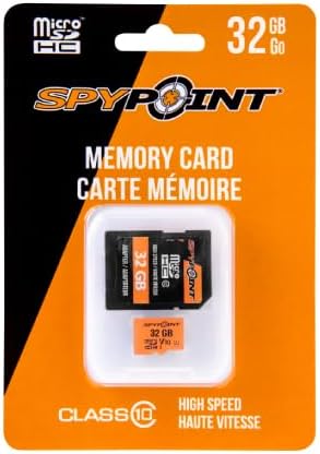 SPYPOINT 32GB Micro SD Memory Card Trail for Cameras | Adapter Media Storage for Trail and Game Cameras Designed | Used in Hunting and Trail Cams (Class 10 Speed)