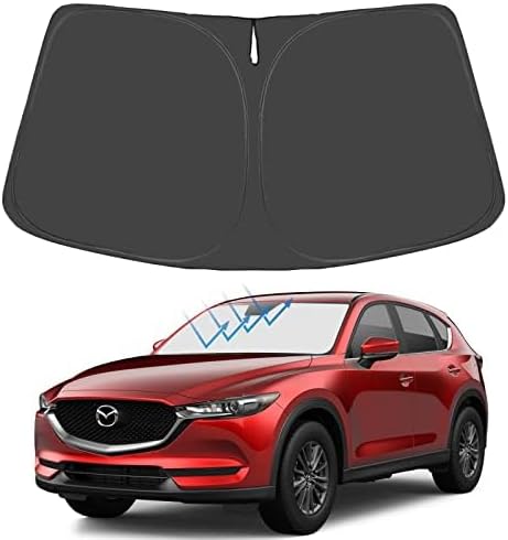 Proadsy for Mazda CX-5 2017-2024 2025 Windshield Sun Shade 4-Layer Foldable Front Sunshade Protector Sun Visor Blocks UV Rays Keep Car Cooler