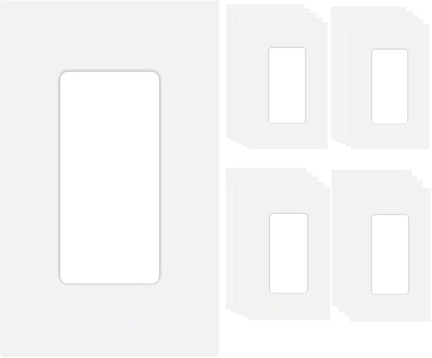 20 Pack 1-Gang Screwless Decorator Wall Plate Cover Switch Outlet Electrical Faceplate for Light Switche, Smart Switch, Receptacle, Dimmers, USB Outlet, GFCI, Child Safe Cover Plate, White