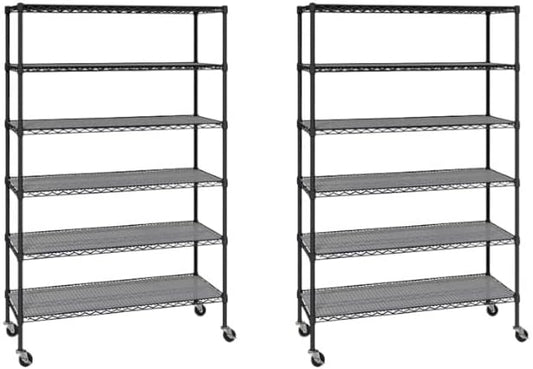 Organize in Style with The Members Mark 6-Tier NSF Heavy Duty Wire Shelving, 47.75" W x 18" D x 75.5" H (Graphite, 2 PACK)