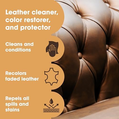 Furniture Clinic Leather Complete Restoration Kit | with Leather Recoloring Balm, Cleaner, 2-in-1 Protection Cream & Conditioner, Sponge, and Cloth | Repair Kit for Furniture (Beige)