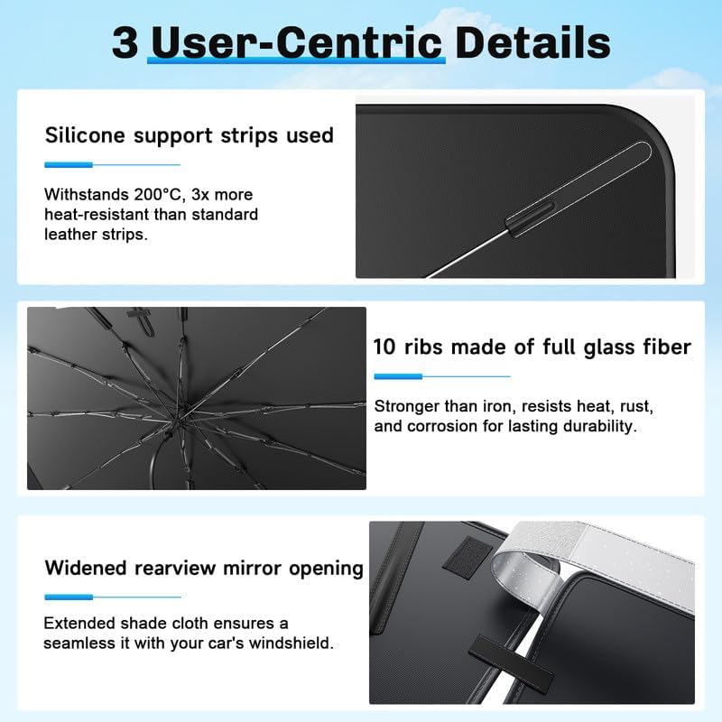 SXCY for 2025 Buick Enclave Windshield Umbrella Sunshade [Easier Foldable] for 2025 Buick Enclave Accessories 2025 Enclave Sunshade Umbrella 2025 Enclave Windshield Umbrella Sun Shade