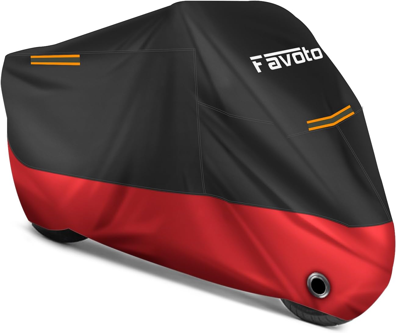 Favoto Motorcycle Cover Waterproof Outdoor - Universal Fit Motorbike Cover with 3 Night Reflectors Lock-Hole Carrying Bag Windproof Dustproof Rain Sun Protection (116 inch Length)
