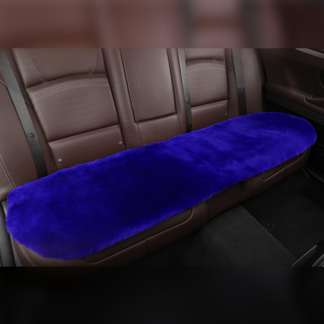 Fluffy Genuine Australia Sheepskin Car Seat Cover for Auto Fur Interior Accessories with Soft Fuzzy Wool Non-Slip (Blue, Back)