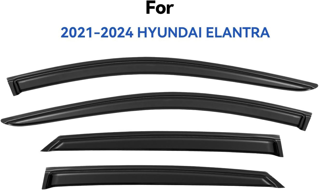 Window Visors Rain Guards Shield for 2021 2022 2023 2024 2025 Hyundai Elantra, Out-Channel Window Vent Wind Deflectors Visors Shades for 21-25 Elantra