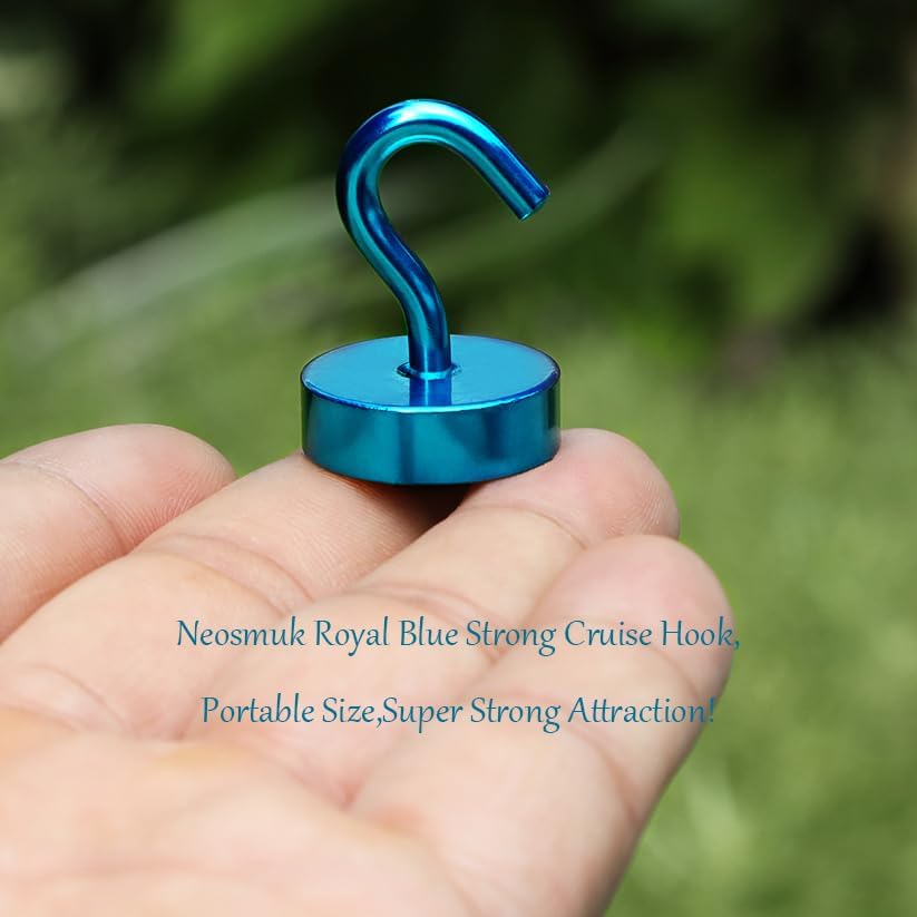 Neosmuk Magnetic Hooks, Cruise Ship Essentials, 40lb+ Heavy Duty Magnetic Hooks for Cruise Cabins, Refrigerator, Grill, Hanging, and Travel | Extra Strong Must-Haves Magnet Hook,RoyalBlue,Pack of 10