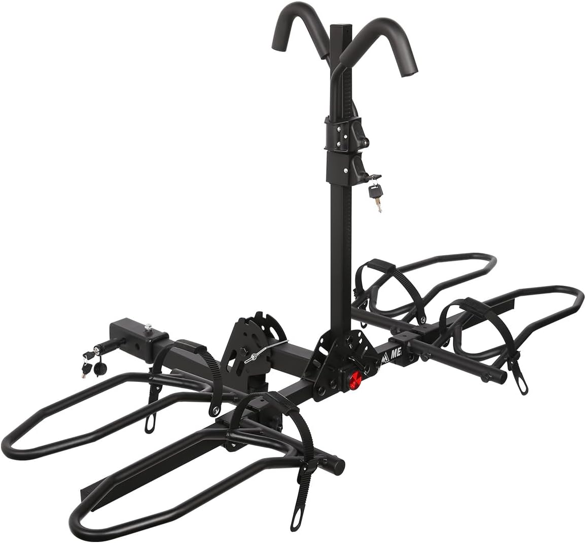 Bike Rack Hitch with Lock, 2 Bike Rack for Car SUV RV Camper Truck Trailer, Hitch Bike Rack for Fat Tire, Mountain Bikes, EBikes and EMTB, 180 lbs Capacity Bike Carrier for 2" Receiver