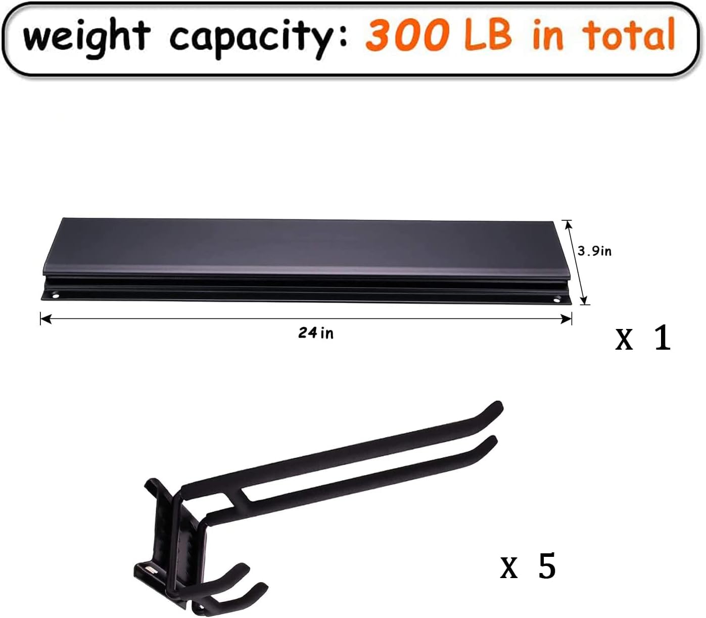 Ultrawall 24-Inch Wall Mounted Ski Rack, Holds Up to 300lbs, Powder-Coated Steel with Rubber Coating, Customizable Spacing, Easy Installation