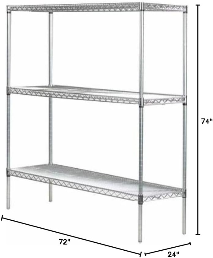 Omega 24" Deep x 72" Wide x 74" High 3 Tier Gray Starter Shelving Unit