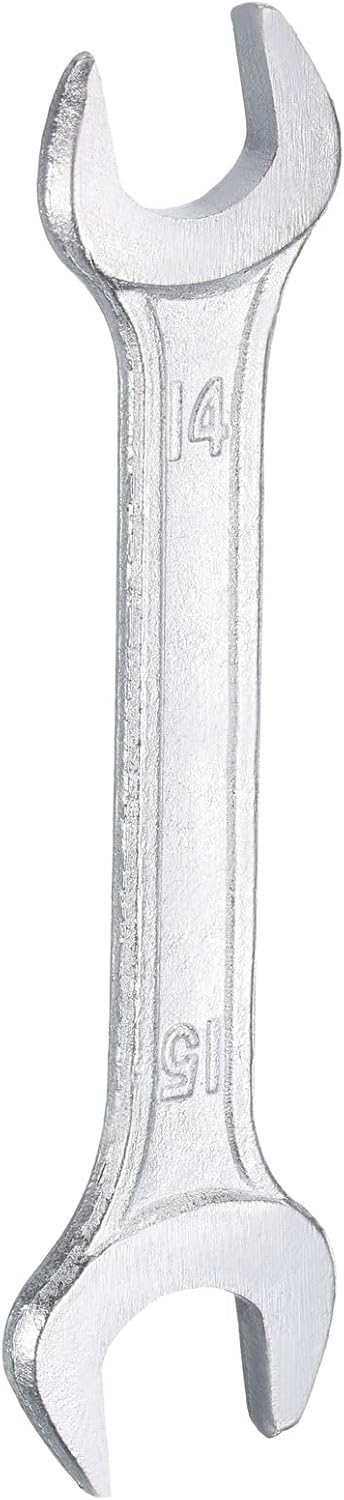 HARFINGTON Double Open End Wrench 14mm x 15mm Metric 15 Degree Offset Angle Small Flat Head Wrench Galvanizing Open Ended Spanner for Automotive Repair Furniture Assembly