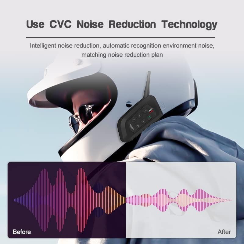 MIMIRACLE V4 Plus Motorcycle Helmet Bluetooth Intercom Headset, Up to 4 Riders 1500M IP65 Waterproof Motorbike Communication System for Skiing/ATV/Off Road -2 Pack