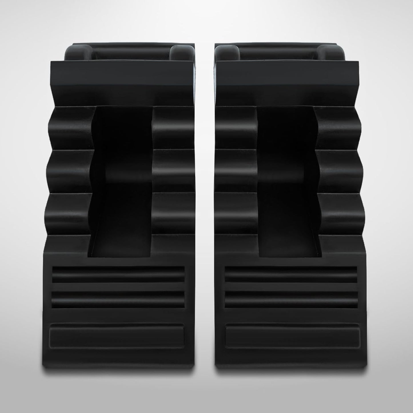 ROBLOCK Solid Rubber Wheel Chocks Heavy Duty Trailer Chock, G.V.W. Up to 4T, 2 Pack Black, 8.6" L x 3.7 W x 4.7" H for Car, Travel Trailers, RV, Truck, and ATV, for All Weather Use