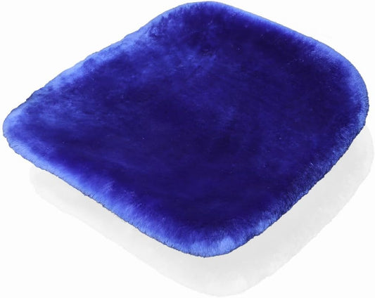 Fluffy Genuine Australia Sheepskin Car Seat Cover for Auto Interior Accessories with Soft Fuzzy WoolNatural Fur Non-Slip (Blue, Front)