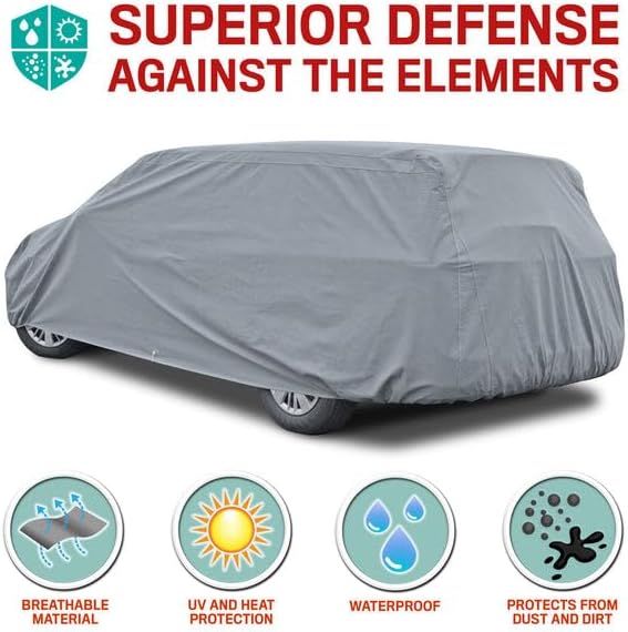 Motor Trend 4-Layer 4-Season Auto (Waterproof Outdoor UV Protection for Heavy Duty Use Full Car Cover for Vans, Suvs, Crossovers up to 200")