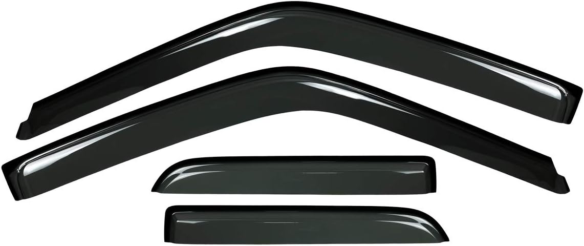 4pcs Outside Mount Style Window Rain Guards Durable Side Wind Deflectors Dark Smoke Nice Vent Window Visors Compatible with F-150 2015-2024 Super Cab