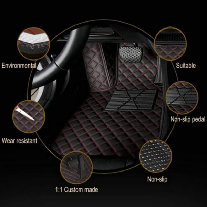 Customized personalized car floor mats, all-weather luxury car floor mats, waterproof and anti slip leather car floor mat lining, 95% customized car, truck, and SUV floor mats (Edge light brown1)