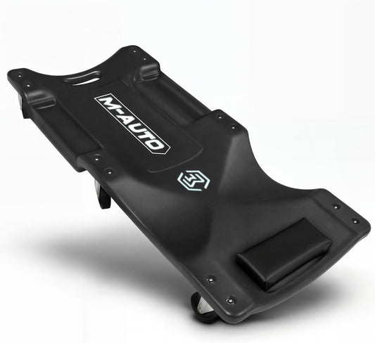 M-AUTO Mechanic Roller Creeper with Padded Headrest, Dual Tool Trays Rolling Creeper for Garage Shop Auto Work Repair, 40" Light Weight Mechanic Cart, Black