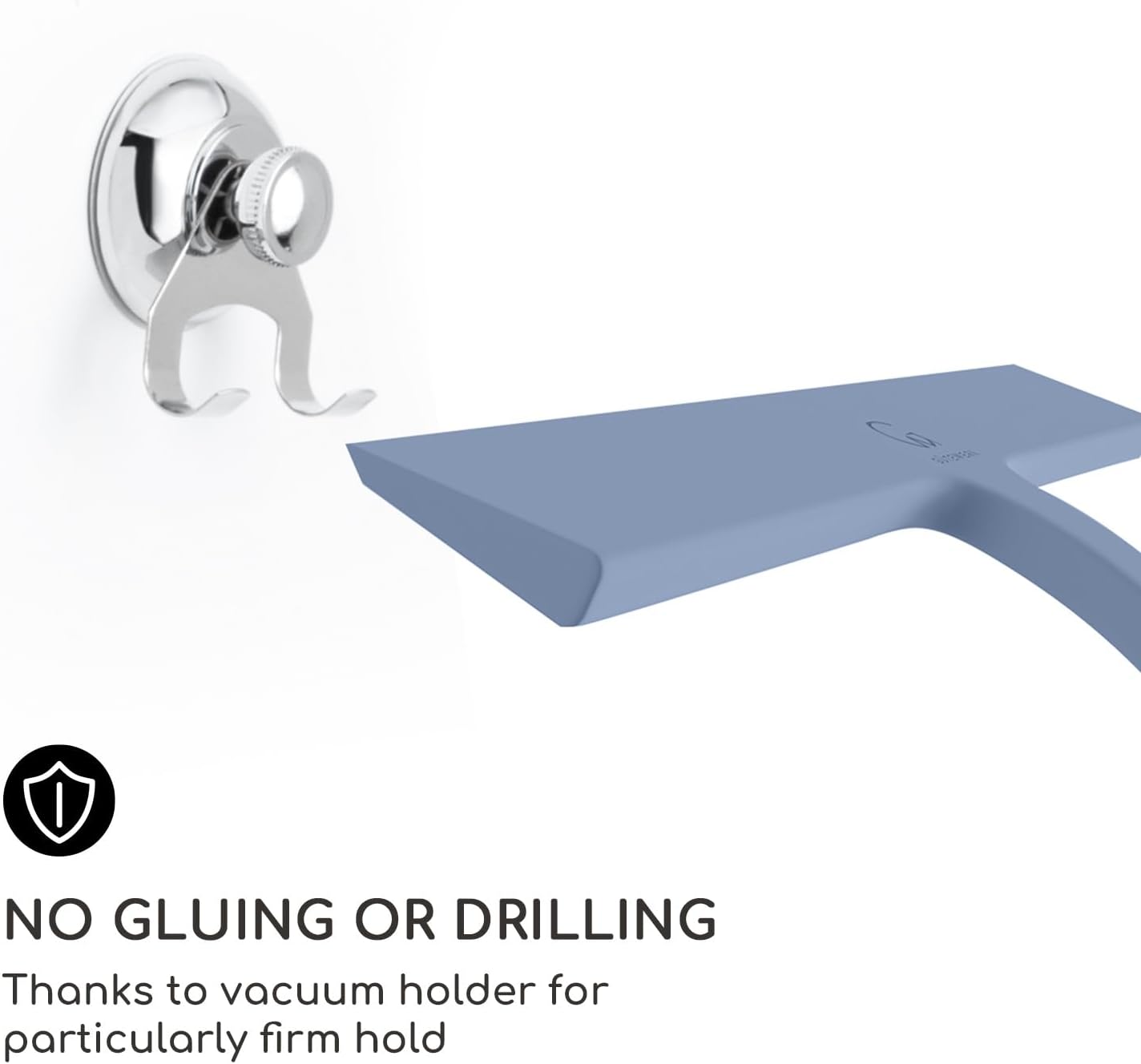 GÜTEWERK Shower Squeegee for Glass Doors, Silicone Window Squeegee, Bathroom and Glass Cleaning - Blue - 9 Inch